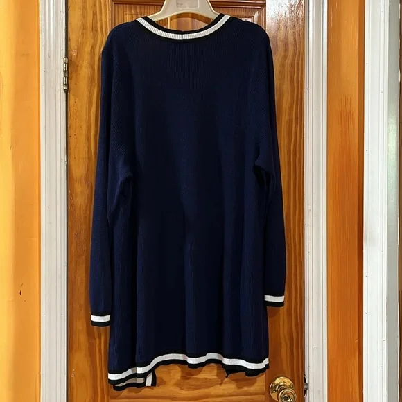 Torrid Colorblock Navy Blue Open Front Long Line Cardigan Sweater Size 3 - Picture 10 of 14